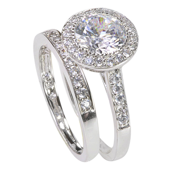 Womens Engagement Ring Set Bridal Clear CZ .925 Sterling Silver - Jewelryland.com