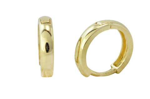 14k Yellow Gold Huggie Earrings Hinged Hoops Snap Closure High Polish 11mm x 2mm - Jewelryland.com