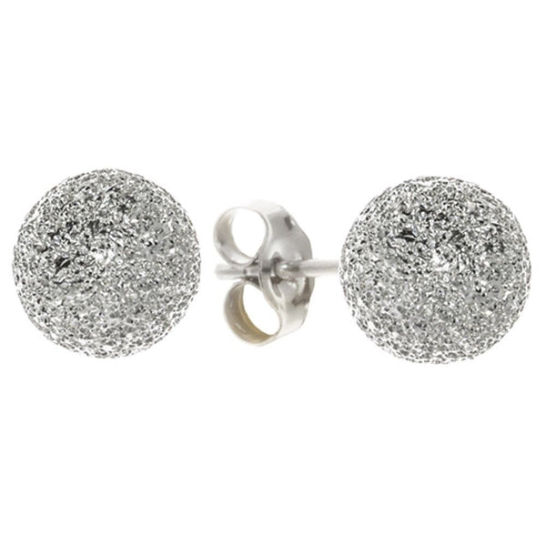 Round Laser Cut Ball Stud Earrings High Polish Sparkle 925 Sterling Silver - Jewelryland.com