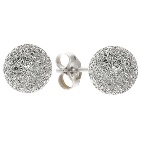 Round Laser Cut Ball Stud Earrings High Polish Sparkle 925 Sterling Silver - Jewelryland.com