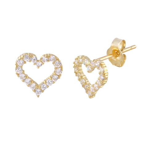 14k Yellow Gold CZ Heart Stud Earrings 7mm - Jewelryland.com