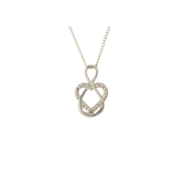 Sterling Silver Heart Necklace with Diamond Accents, 18" (.01 cttw, I-J, I2-I3) - Jewelryland.com