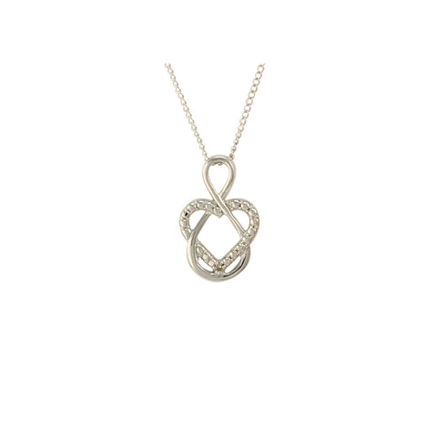 Sterling Silver Heart Necklace with Diamond Accents, 18" (.01 cttw, I-J, I2-I3) - Jewelryland.com