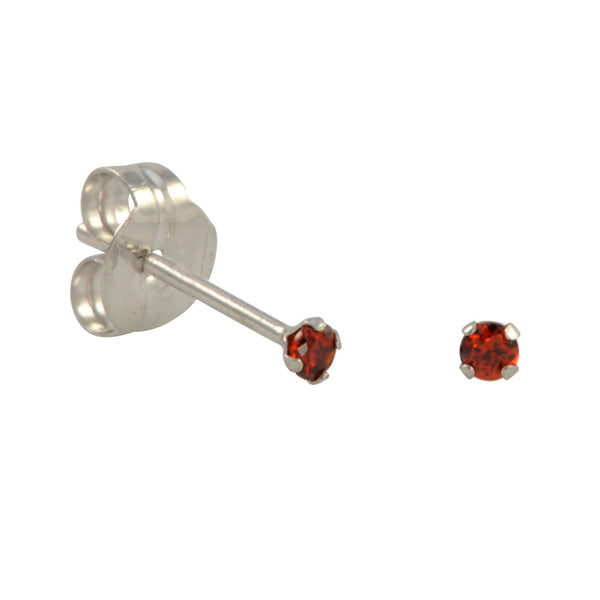 10k White Gold Red Garnet CZ Stud Earrings Cubic Zirconia Round Prong Set - Jewelryland.com