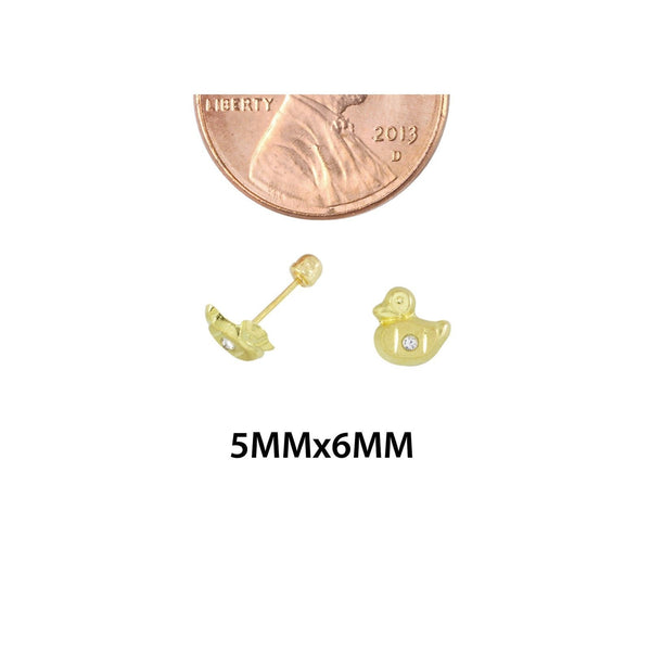 10k Yellow Gold Mini Duck Stud Earrings Screwbacks 5mm - Jewelryland.com