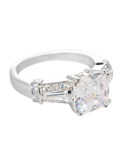 Sterling Silver Solitaire Cubic Zirconia Princess Cut Square CZ Ring - 8mm - Jewelryland.com