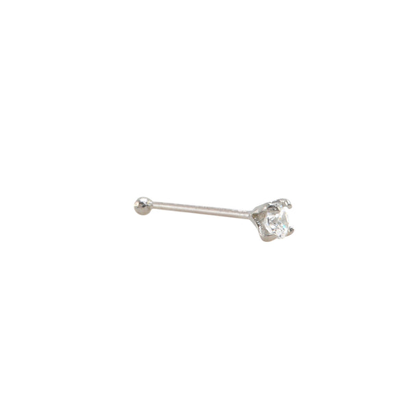 14k White Gold Nose Stud 20g Nose Bone 2mm CZ Cubic Zirconia - Jewelryland.com