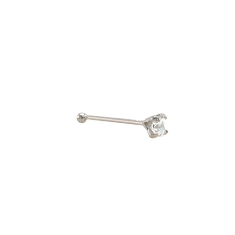 14k White Gold Nose Stud 20g Nose Bone 2mm CZ Cubic Zirconia - Jewelryland.com