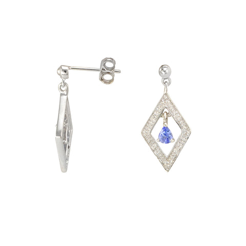 Diamond & Tanzanite Dangle Earrings (.03 cttw, I-J, I2-I3) 925 Sterling Silver - Jewelryland.com