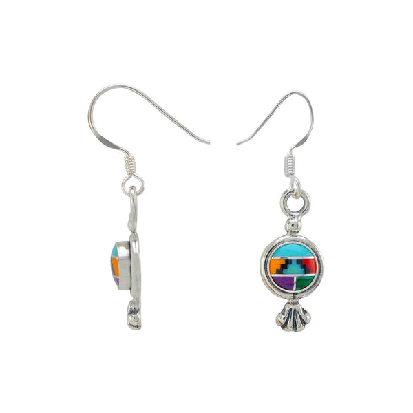 Multi Stone Gemstone Drop Earrings Sterling Silver Circle with Accent 34mm x 9mm - Jewelryland.com