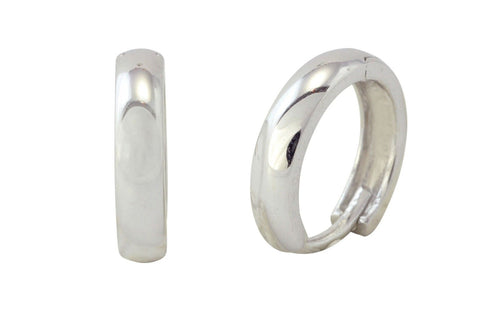 14k White Gold Huggie Earrings Hinged Hoops Snap Closure High Polish 11mm x 2mm - Jewelryland.com