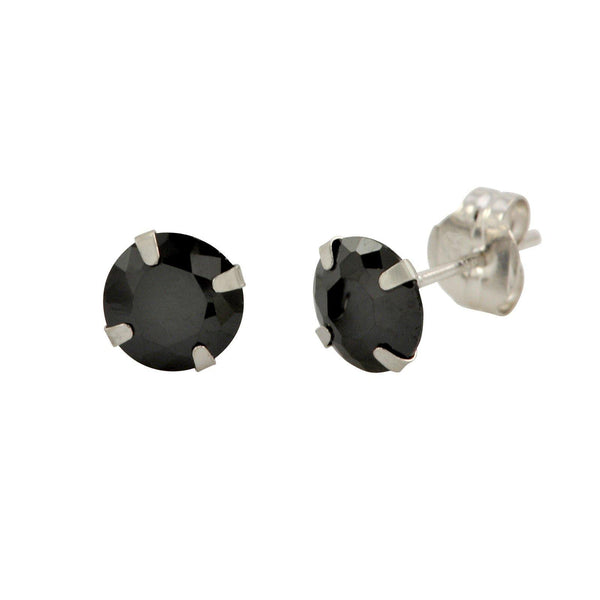 14k White Gold Black Cubic Zirconia Stud Earrings Round CZ - Jewelryland.com