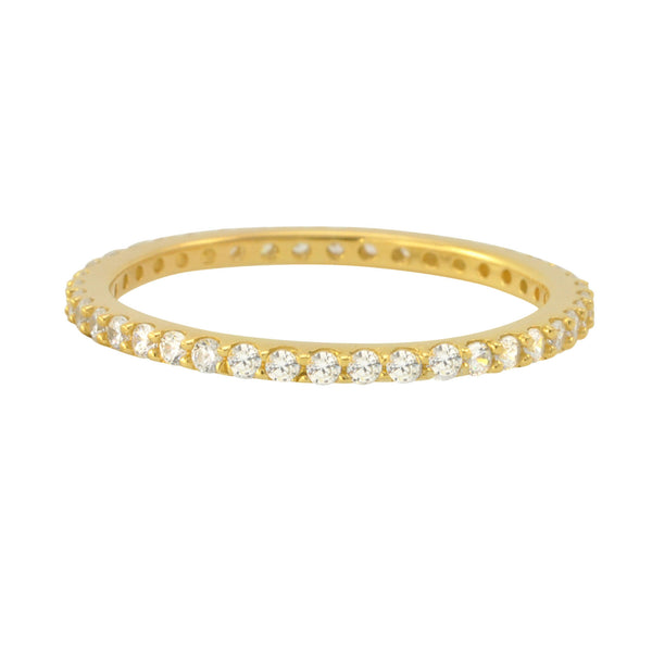 Sterling Silver Cubic Zirconia Ring Stackable Yellow Gold Plated - 1.5mm Wide - Jewelryland.com