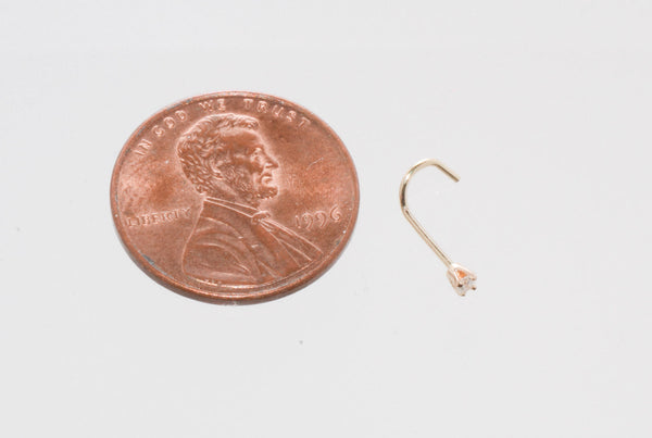 20g 14k Yellow Gold 2.25pt Genuine Diamond Nose Stud Nose Pin - Curved - Jewelryland.com