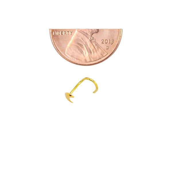 Moon Nose Stud 22G 14k Yellow Gold 4mm Curved Nostril Spiral Nose Screw - Jewelryland.com