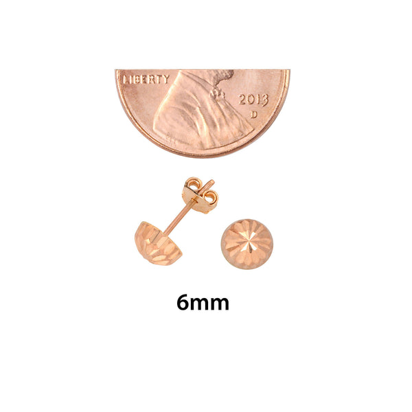 10k Rose Gold Half Ball Stud Earrings High Polish Laser Cut 4mm-7mm - Jewelryland.com