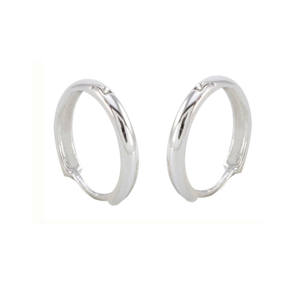 10k White Gold Hoop Earrings 13mm Medium Hinged Hoops - Jewelryland.com