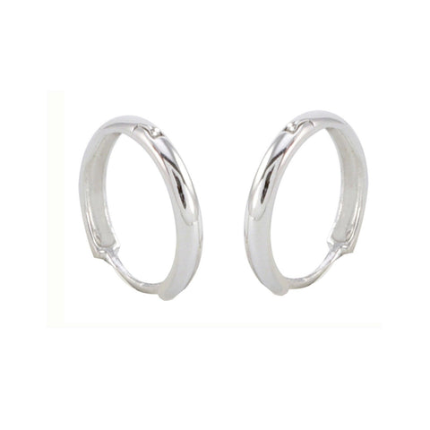 10k White Gold Hoop Earrings 13mm Medium Hinged Hoops - Jewelryland.com