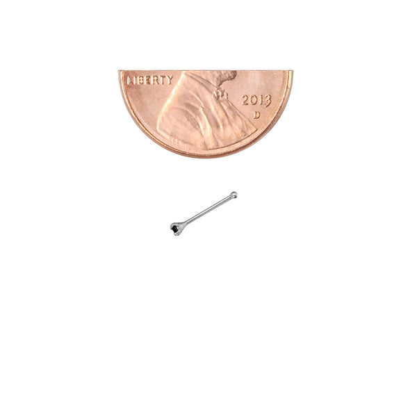 Sterling Silver Nose Stud Nose Bone Black CZ Cubic Zirconia Stone - Jewelryland.com