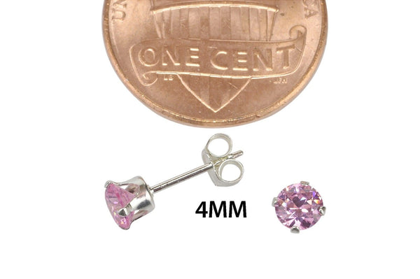 925 Sterling Silver Round Pink Cubic Zirconia CZ Stud Earrings - Jewelryland.com