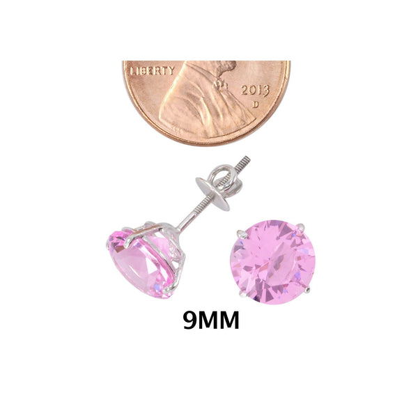 Sterling Silver Pink Cubic Zirconia Screwback Stud Earrings CZ - Jewelryland.com