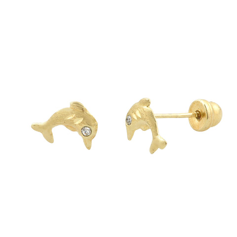 10k Yellow Gold Small Dolphin Stud Earrings with Screwbacks - Jewelryland.com