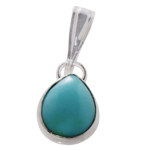Turquoise Pendant Sterling Silver Gemstone Pear Shape 7mm x 9mm - Jewelryland.com