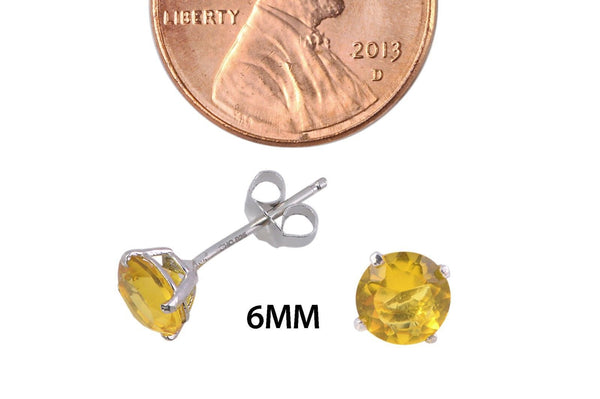 Citrine Stud Earrings November Birthstone CZ BASKET Set Zirconia Sterling Silver - Jewelryland.com