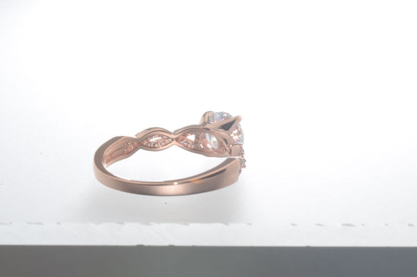 Sterling Silver Rose Gold Plated 7mm Round Brilliant CZ Solitaire Ring - Jewelryland.com