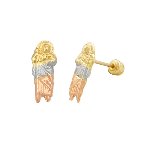 10k Tri Color Gold Guadalupe Stud Earrings with Screwbacks - Jewelryland.com