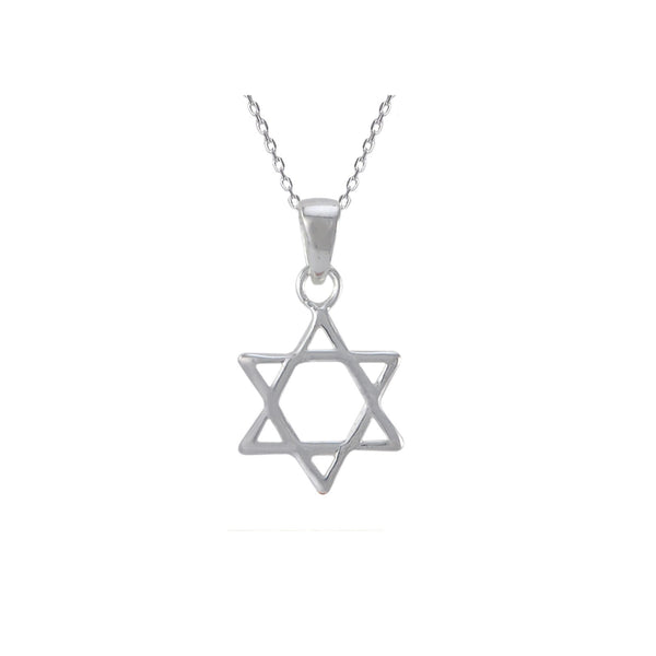 925 Sterling Silver Mini Jewish Star of David Pendant Necklace on 18 Inch Chain - Jewelryland.com