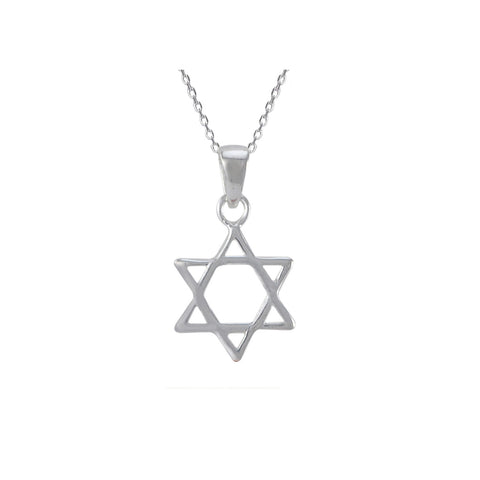 925 Sterling Silver Mini Jewish Star of David Pendant Necklace on 18 Inch Chain - Jewelryland.com
