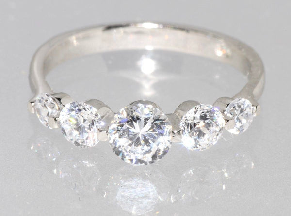 CZ Ring .925 Sterling Silver 5 Stone Clear CZ - Jewelryland.com