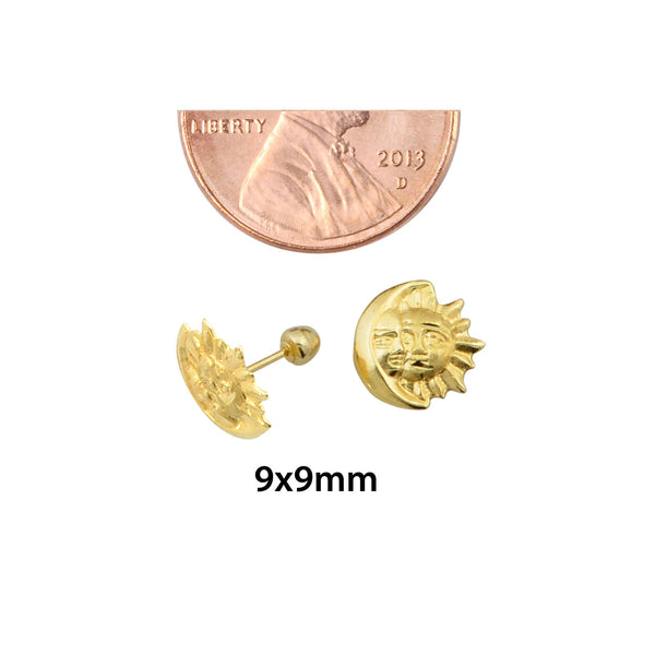 10k Yellow Gold Sun Moon Eclipse Stud Earrings with Screwbacks - Jewelryland.com
