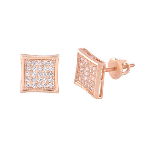 Screwback Earrings Sterling Silver Rose Gold Plated Cubic Zirconia 9mm Kite - Jewelryland.com