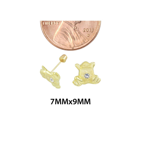 10k Yellow Gold Frog Stud Earrings with Screwbacks - Jewelryland.com