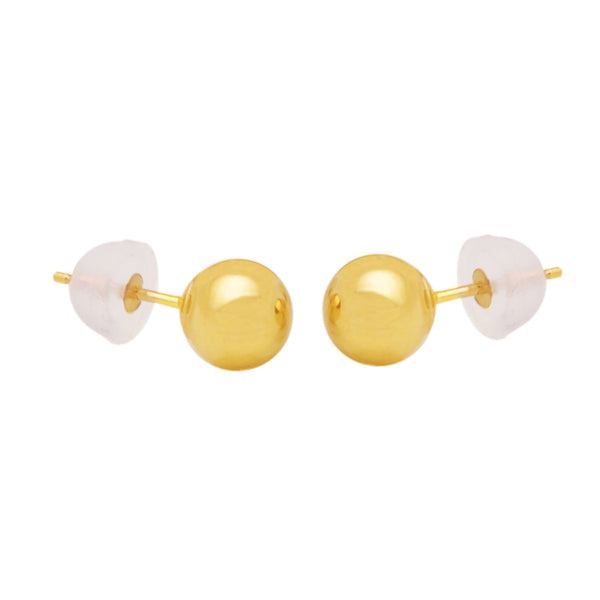 10k Yellow Gold Ball Stud Earrings High Polish Silicone Safety Backs - Jewelryland.com