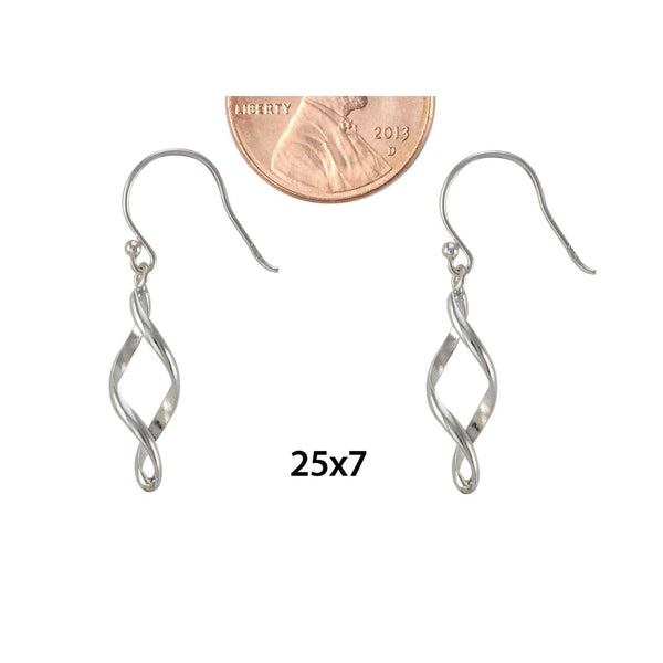 .925 Sterling Silver Spiral Twist Dangle Earrings - Jewelryland.com