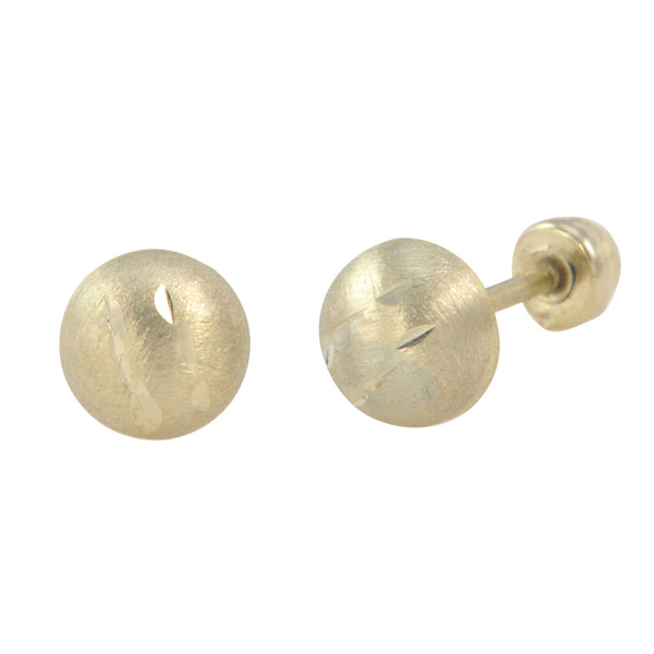 10k White Gold Half Ball Screwback Stud Earrings Matte Finish Laser Cut 4mm-7mm - Jewelryland.com