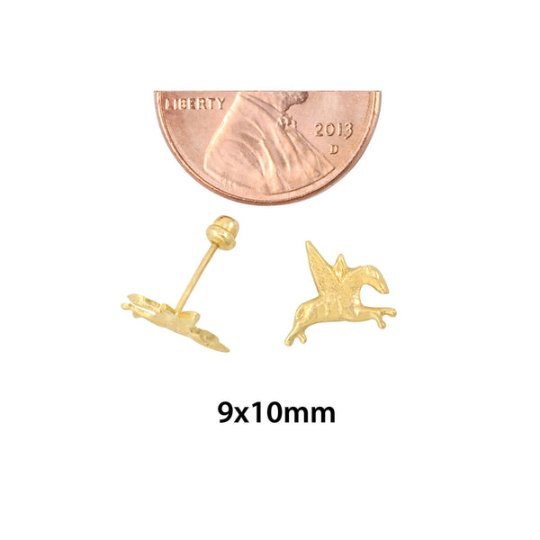 10k Yellow Gold Earrings Flying Pegasus Horse Studs with Screwbacks - Jewelryland.com