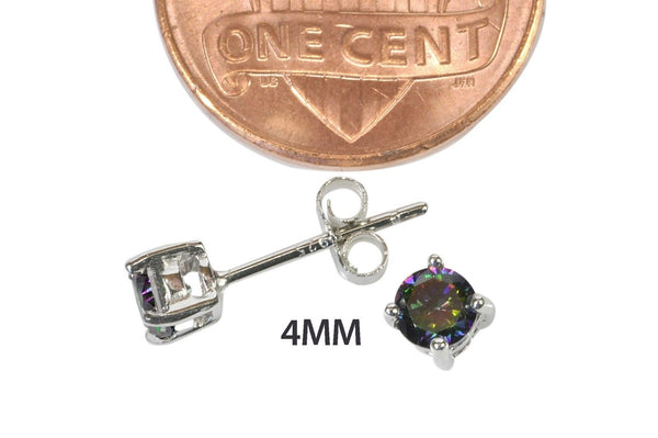 Mystic Topaz Stud Earrings 925 Sterling Silver CZ Cubic Zirconia Basket Setting - Jewelryland.com