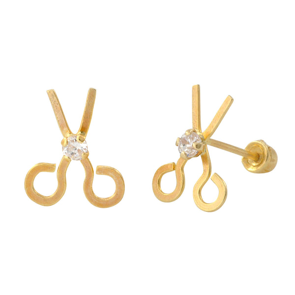 10k Yellow Gold Earrings Scissors Studs with Screwbacks - Jewelryland.com