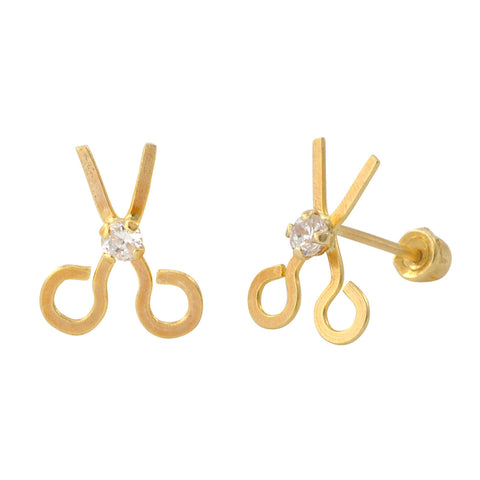 10k Yellow Gold Earrings Scissors Studs with Screwbacks - Jewelryland.com