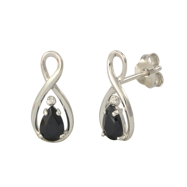 Diamond & Black Onyx Earrings (.01 cttw, I-J, I2) Sterling Silver Figure Eight - Jewelryland.com