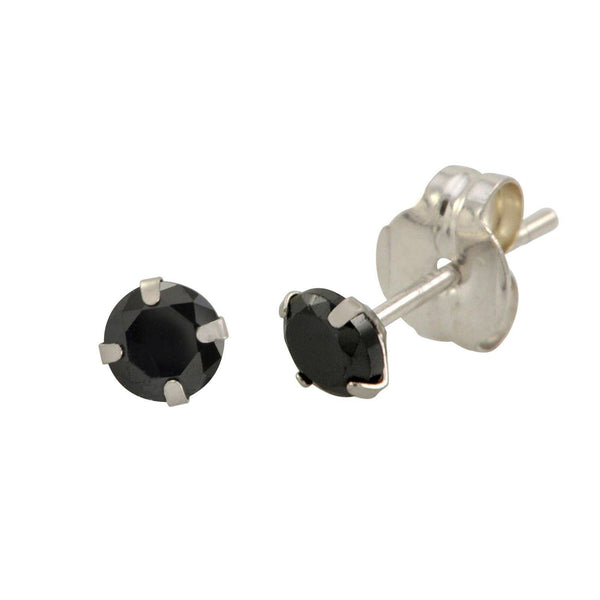 14k White Gold Black Cubic Zirconia Stud Earrings Round CZ - Jewelryland.com