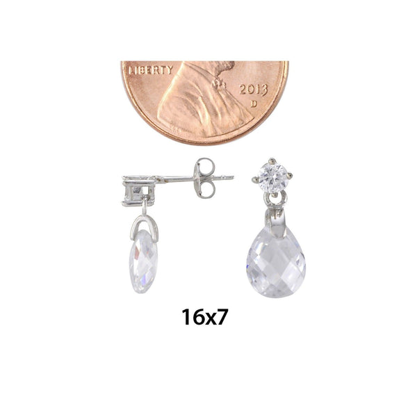 Sterling Silver Dangle Earrings Teardrop Briolette Cubic Zirconia Clear CZ - Jewelryland.com