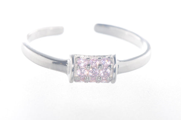 925 Sterling Silver Toe Ring Pink CZ Cubic Zirconia Cluster - Jewelryland.com