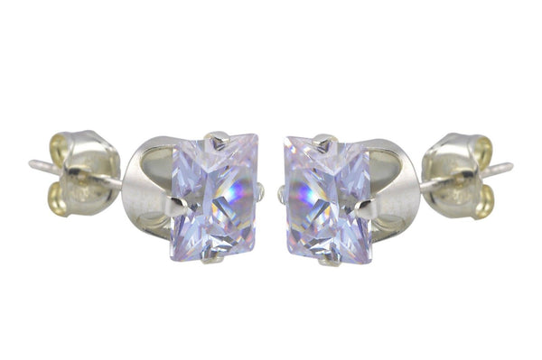 Lavender CZ Stud Earrings June Birthstone Prong Sterling Silver Cubic Zirconia - Jewelryland.com