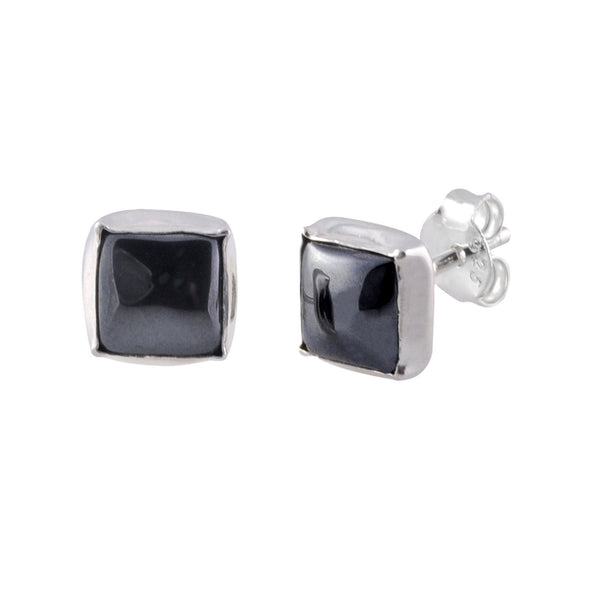 Sterling Silver 7mm Square Hematite Stud Earrings - Jewelryland.com