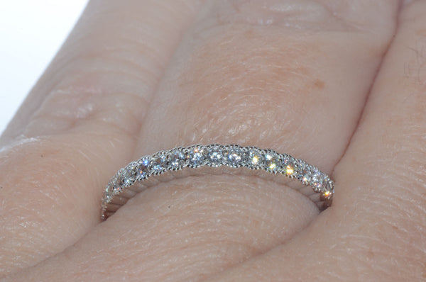 Elegant Sterling Silver Cubic Zirconia Eternity Ring 3mm Wide Band - Jewelryland.com
